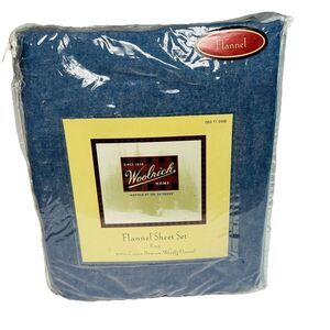 Woolrich King Flannel Sheet Set Blue Denim NEW Premium Weight Cotton Pillowcases